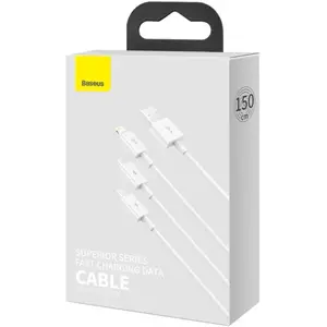 Cabo de dados/carregamento USB-A ➝ Micro-USB/USB-C/Lightning (3 em 1) 3.5A - 1.5m