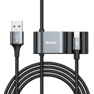 Cabo de dados e carregamento USB c/ ficha Lightning e Hub de 2 portas - 1.5m