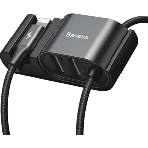 Cabo de dados e carregamento USB c/ ficha Lightning e Hub de 2 portas - 1.5m