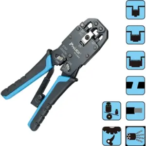 Alicate para cravar fichas 4P/6P/8P - RJ9/ RJ11 / RJ12 / RJ22/ RJ45 profissional