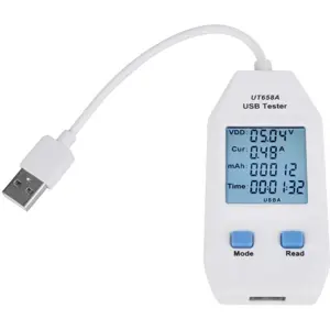 Medidor de tensão corrente e carga USB-A (USB Tester) c/ memória