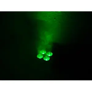 Projetor LED de chão/suspenso DMX 4x4W RGB-UV 230VAC c/ comando