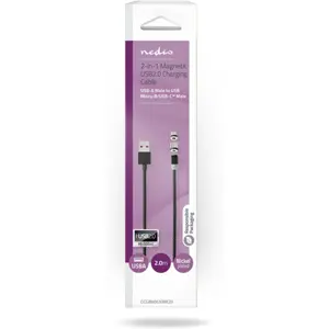 Cabo USB magnético 2-em-1 USB-C + micro-USB - Fast Charge - 2.0m