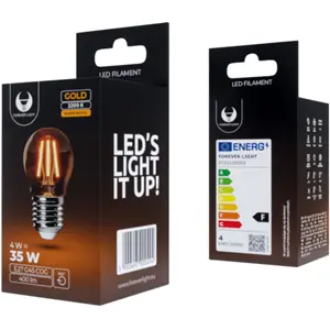 Lâmpada LED tipo filamento E27 G45 230V 4W 2200K (branco quente) 400lm