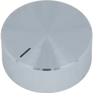 Botão de parafuso para potenciómetro [veio liso] c/ indicador Ø39x16mm - prateado
