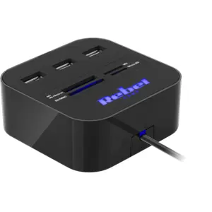 Hub USB 2.0 de 3 portas c/ Leitor de cartões
