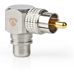 Conjunto de 2 adaptadores RCA macho - RCA hembra 90º metálico