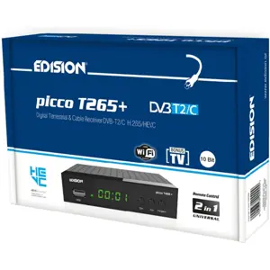 Receptor digital Terreste TDT + Cabo (DVB-T2 + DVB-C) FullHD H.265 (Scart + HDMI)