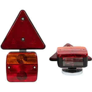 Luzes de sinalização magnéticas de reboque + Triângulo refletor com ficha 7 pinos