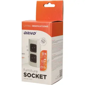 Bloco de tomadas para Desktop 2x Schuko - cabo de 0.6m (s/ ficha) - Prata/Cinzento