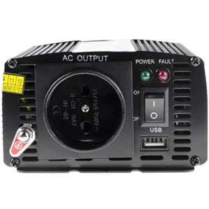 Inversor 24VDC ➝ 230V onda sinusoidal modificada 300W c/ USB e ficha de isqueiro