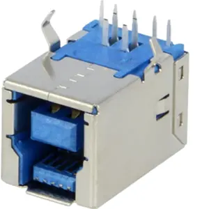 Ficha USB-B 3.0 fêmea 90º p/ PCB