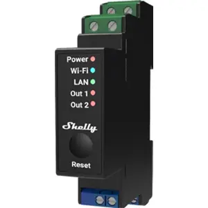 Módulo para calha DIN c/ 2 relés e medição de energia para automação WiFi/BT/LAN - 110/240VAC 2x16A