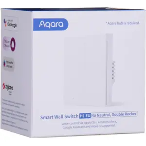 Interruptor duplo (2 Gang) Smart Zigbee de encastrar H1 (sem Neutro) - Branco