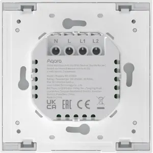 Interruptor duplo (2 Gang) Smart Zigbee de encastrar H1 (com Neutro) - Branco