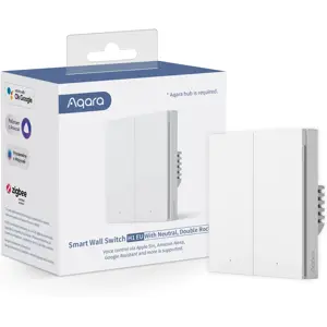 Interruptor duplo (2 Gang) Smart Zigbee de encastrar H1 (com Neutro) - Branco