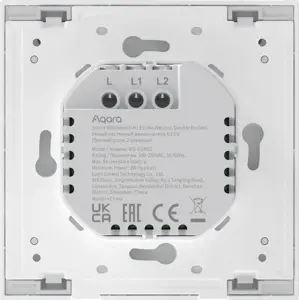 Interruptor duplo (2 Gang) Smart Zigbee de encastrar H1 (sem Neutro) - Branco