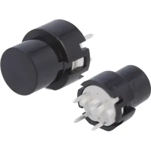 Botão de pressão OFF-(ON) SPST-NO c/ capa preta para PCB 35VDC 0.1A - HIGHLY