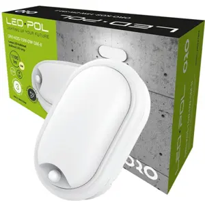 Plafon tipo olho de boi LED c/ sensor PIR 15W 1100lm 4000K IP54 - 223x133x68mm