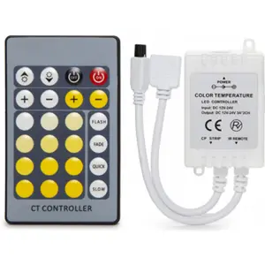 Kit completo de fita LED CCT (3000..6000K) 600LEDs 5W/m 2500lm c/ comando e fonte alimentação IP20 -  rolo de 5.0m
