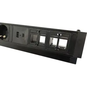 Bloco de tomadas c/ clip de fixação à mesa 2x Schuko + 1xUSB-A + 1xUSB-C 15.5W 3.1A c/ 4x suportes Keystone - cabo de 2.0m - Preto