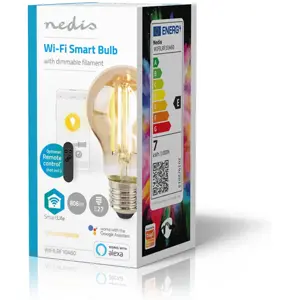 Lâmpada tipo filamento LED Smart WiFi E27 A60 1800-3000K 7W 806lm Gold (compatível c/ Tuya) SmartLife