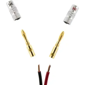 Conjunto de 2 fichas bananas metálicas GOLD 4mm - vermelha + preta