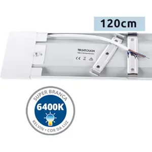 Luminária LED de superfície 230V 36W 3850lm 6400K IP20 - 1200x75mm - alumínio cinza