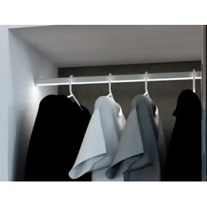 Perfil de aluminio para armario de ropa para tira de LED con difusor opaco - 2 metros