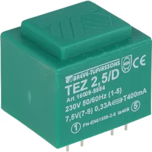 Transformador encapsulado para PCB 230VAC/7.5V 2.5VA 0.33A