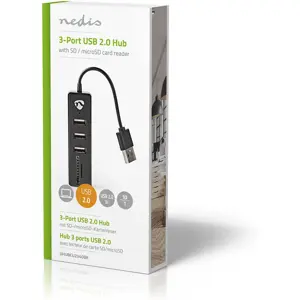 HUB USB 2.0 de 3 portas c/ leitor de cartões SD/MicroSD