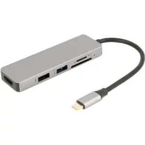 Adaptador/conversor multiport USB-C macho ➝ HDMI A fêmea + 2x USB A fêmea + Leitor SD/TF