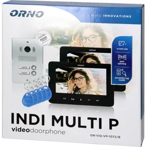 Videoporteiro de embutir com display de 7'' a cores e leitor RFID para 2 apartamentos (4 fios)