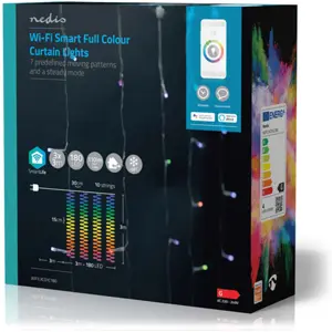 Luzes de Natal LED (cortina) Smart WiFi - 180 LEDs RGB - IP65 - 3m x 3m