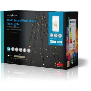 Luzes de Natal LED (tipo cone/árvore) Smart WiFi - 200 LEDs Branco quente - IP65 - 10 x 2m