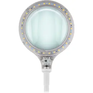 Candeeiro com lupa (3 dioptrias) com luz LED e suporte de mola