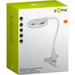 Candeeiro com lupa (3 dioptrias) com luz LED e suporte de mola