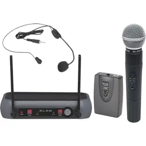 Sistema de microfone de mão dinâmico e de cabeça sem fios VHF