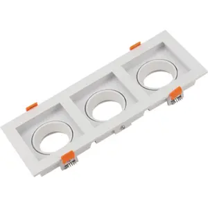 Aro triple orientable con muelle para lámparas GU10/MR16 - en Policarbonato - 272x102x36mm