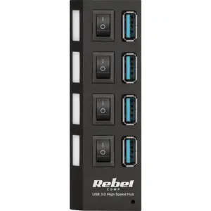 Hub USB 3.0 de 4 portas  c/ interruptores + LED independentes