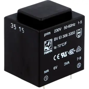 Transformador encapsulado para PCB 230VAC/6V 3VA 0.5A
