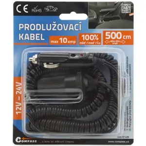 Extensión de enchufe de mechero macho-hembra en espiral 1.5m - (5m total)