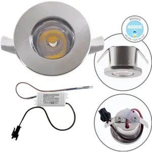 Foco de encastrar redondo fixo 1W LED 80lm 4000K Ø30x20mm