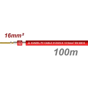 Cabo de energia Solar (H1Z2Z2-K) 16mm² c/ isolamento duplo - Vermelho (+) - 100m