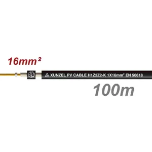 Cabo de energia Solar (H1Z2Z2-K) 16mm² c/ isolamento duplo - Preto (-) - 100m
