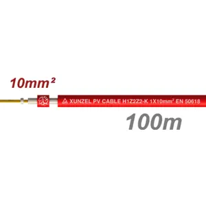 Cabo de energia Solar (H1Z2Z2-K) 10mm² c/ isolamento duplo - Vermelho (+) - 100m