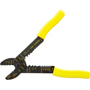 Alicate de cravar terminais isolados 1.5/2.5/6mm² e não isolados fechados 1.5-6mm² c/ descarnador e cortador