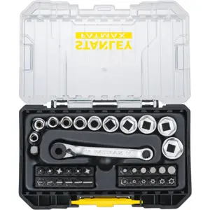 Conjunto de roquete + chaves de caixa + bits em estojo Pro-Stack pequeno - 37 peças