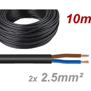 Cabo elétrico multifilar redondo RV-K 2x2.5mm² 0,6/1KV preto - (rolo de 10m)
