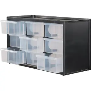 Módulo de arrumação com 9 gavetas 65x155x225mm - preto